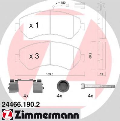 244661902 Zimmermann колодки гальмівні передні, дискові