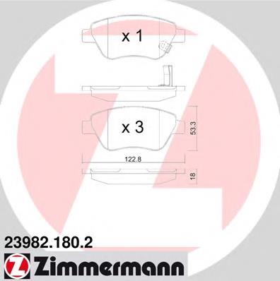 Купити 239821802 Zimmermann Колодки гальмівні передні, дискові