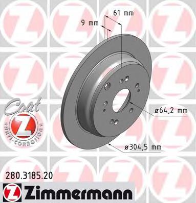 Диск гальмівний задній Zimmermann 280318520