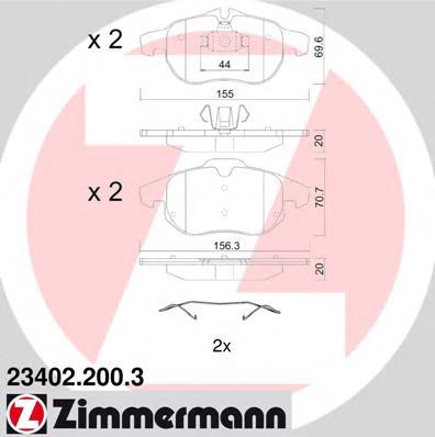 Передні тормозні колодки 234022003 Zimmermann