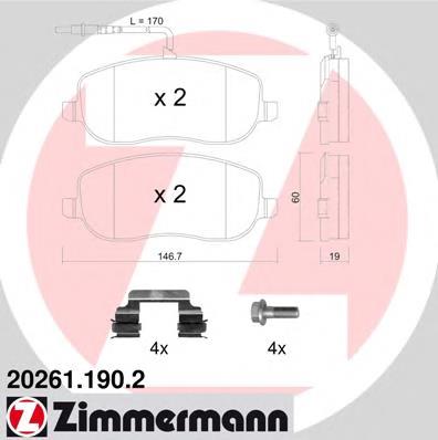 202611902 Zimmermann колодки гальмівні передні, дискові