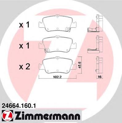 Задні гальмівні колодки Zimmermann 246641601 ціна, від 26.58 USD