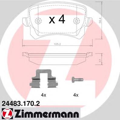 Задні гальмівні колодки Zimmermann 244831702 ціна, від 32.78 USD