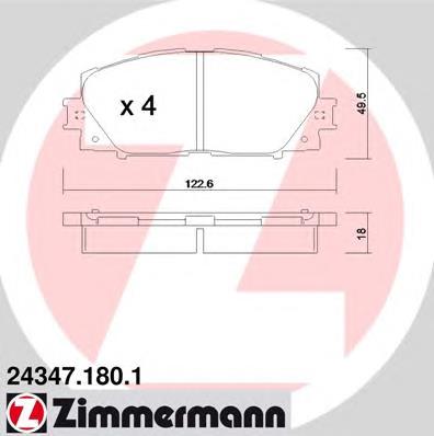 Колодки гальмівні передні, дискові 243471801 Zimmermann