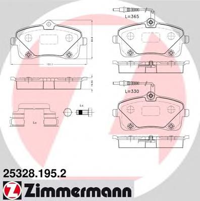 253281952 Zimmermann колодки гальмівні передні, дискові