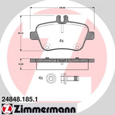 Задні гальмівні колодки Zimmermann 248481851 ціна, від 37.00 USD