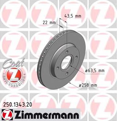 Диск гальмівний передній Zimmermann 250134320