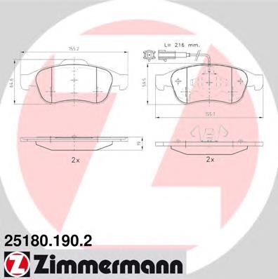 251801902 Zimmermann колодки гальмівні передні, дискові
