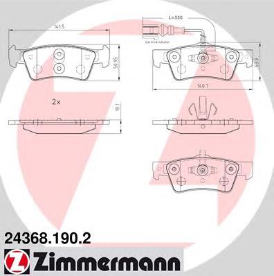 Колодки гальмові задні, дискові 243681902 Zimmermann