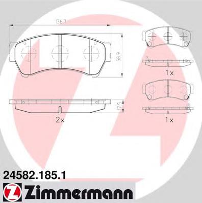Передні тормозні колодки 245821851 Zimmermann