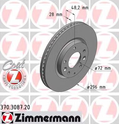 Диск переднього гальма Zimmermann 370308720 ціна, від 41.94 USD