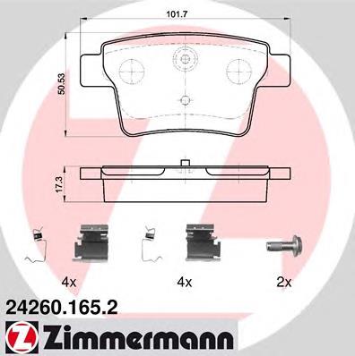 Задні гальмівні колодки Zimmermann 242601652 ціна, від 18.25 USD