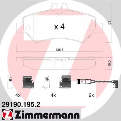 Задні гальмівні колодки 291901952 Zimmermann