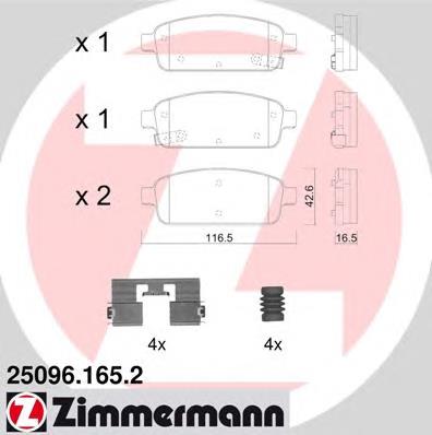 Задні гальмівні колодки 250961652 Zimmermann