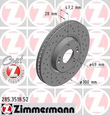 Гальмівні диски передні 285351852 Zimmermann