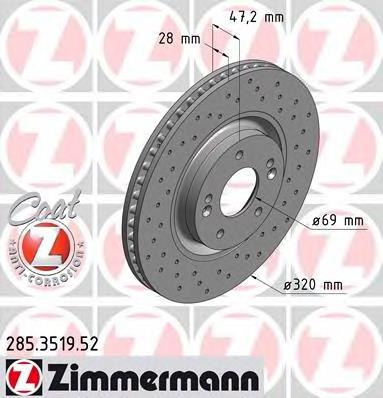 Диск переднього гальма Zimmermann 285351952 ціна, від 100.86 USD