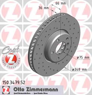 Диск переднього гальма Zimmermann 150347952 ціна, від 157.82 USD