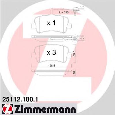 Купити 251121801 Zimmermann Задні колодки