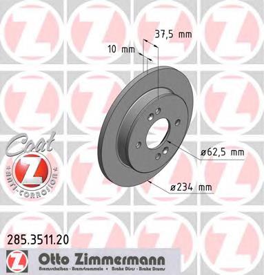 Диск гальмівний задній 285351120 Zimmermann