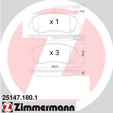 Купити 251471801 Zimmermann Колодки гальмівні передні, дискові