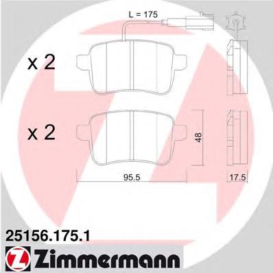 Задні гальмівні колодки 251561751 Zimmermann