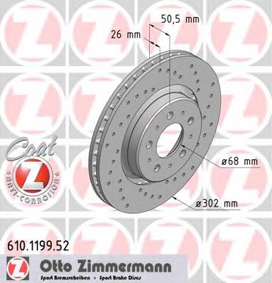Диск переднього гальма Zimmermann 610119952 ціна, від 36.59 USD