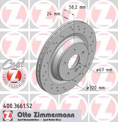 Диск гальмівний задній Zimmermann 400366152