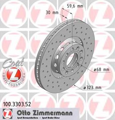 Диск переднього гальма Zimmermann 100330352 ціна, від 87.92 USD