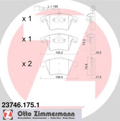 Передні тормозні колодки 237461751 Zimmermann