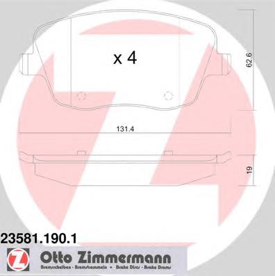 Купити 235811901 Zimmermann Колодки гальмівні передні, дискові