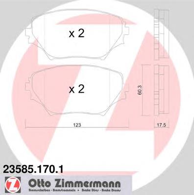 Купити 235851701 Zimmermann Колодки гальмівні передні, дискові