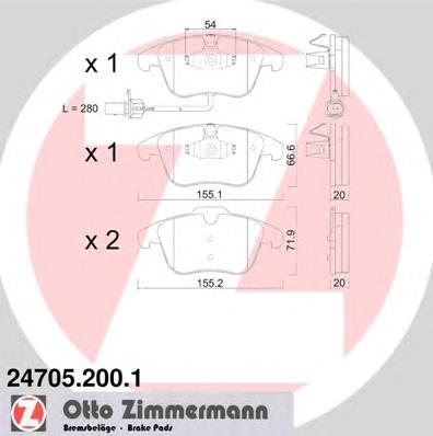 Передні тормозні колодки 247052001 Zimmermann