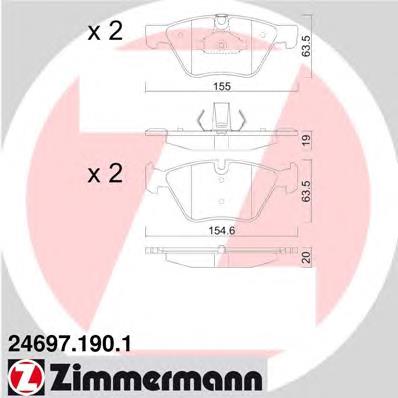 Купити 246971901 Zimmermann Колодки гальмівні передні, дискові
