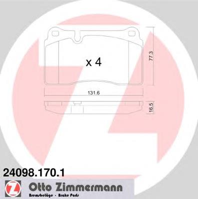 Купити 240981701 Zimmermann Колодки гальмівні передні, дискові