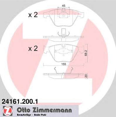 241612001 Zimmermann колодки гальмівні передні, дискові