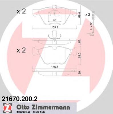 Передні тормозні колодки 216702002 Zimmermann