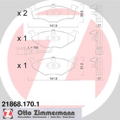 218681701 Zimmermann колодки гальмівні передні, дискові