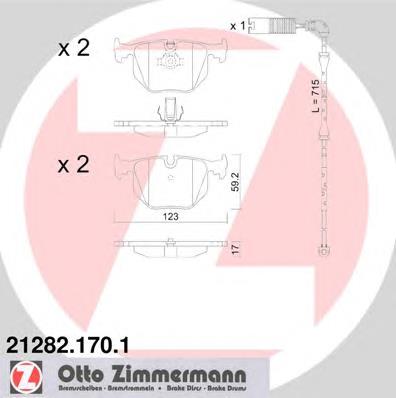 212821701 Zimmermann колодки гальмові задні, дискові