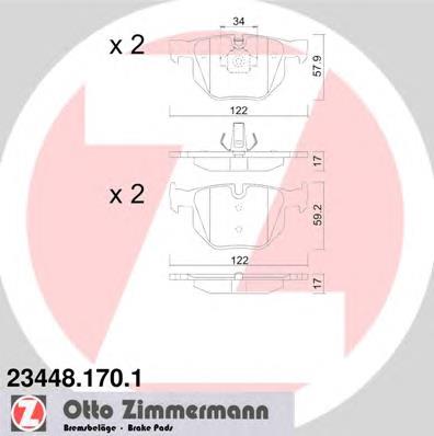 234481701 Zimmermann Колодки гальмівні задні, дискові