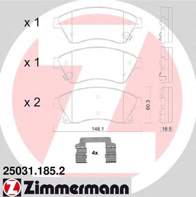 Купити 250311852 Zimmermann Колодки гальмівні передні, дискові