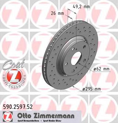 Диск переднього гальма Zimmermann 590259752 ціна, від 59.21 USD