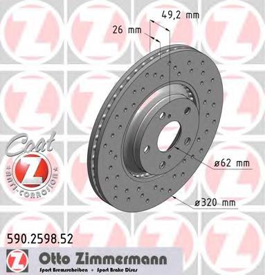 Диск переднього гальма Zimmermann 590259852 ціна, від 53.91 USD