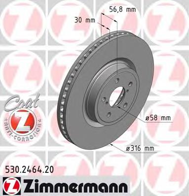 Диск гальмівний передній Zimmermann 530246420
