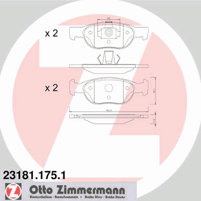 231811751 Zimmermann колодки гальмівні передні, дискові