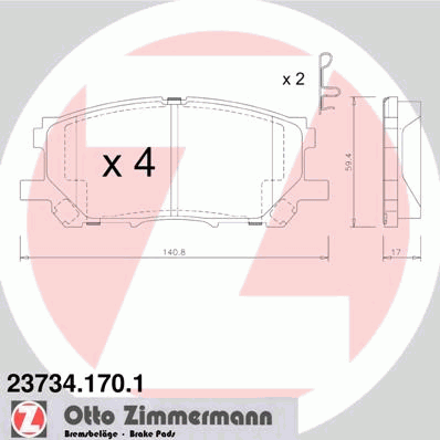 Гальмівні колодки Zimmermann 237341701 ціна, від 35.69 USD