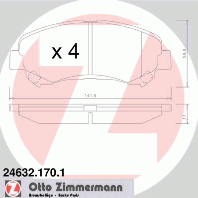 Купити 246321701 Zimmermann Колодки гальмівні передні, дискові