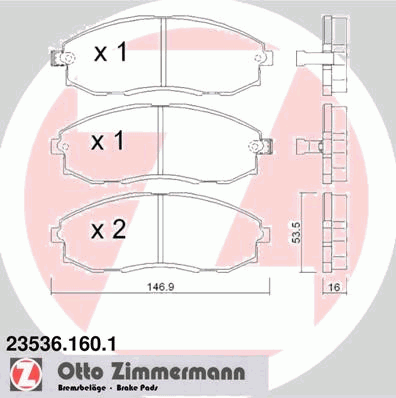 235361601 Zimmermann колодки гальмівні передні, дискові