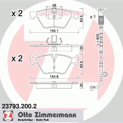 Колодки гальмівні передні, дискові 237932002 Zimmermann