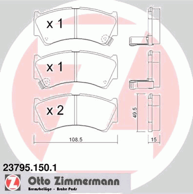237951501 Zimmermann колодки гальмівні передні, дискові