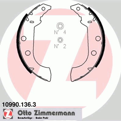 109901363 Zimmermann колодки гальмові задні, барабанні